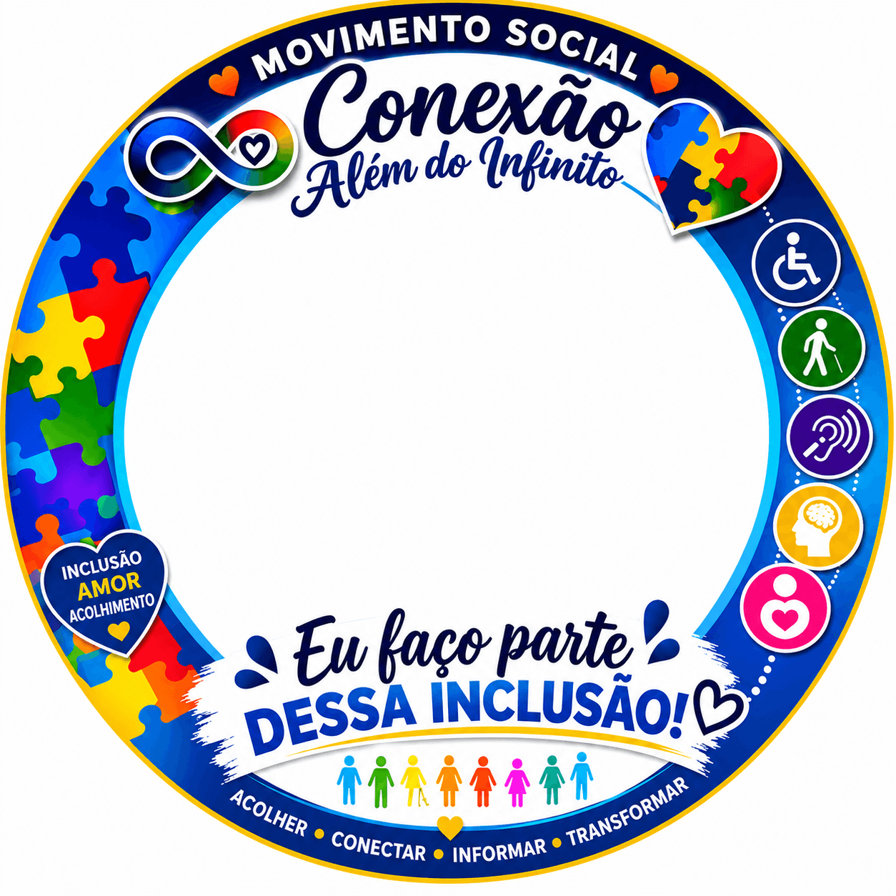 Moldura de Movimento Social Conexão além do Infinito 🩵💛